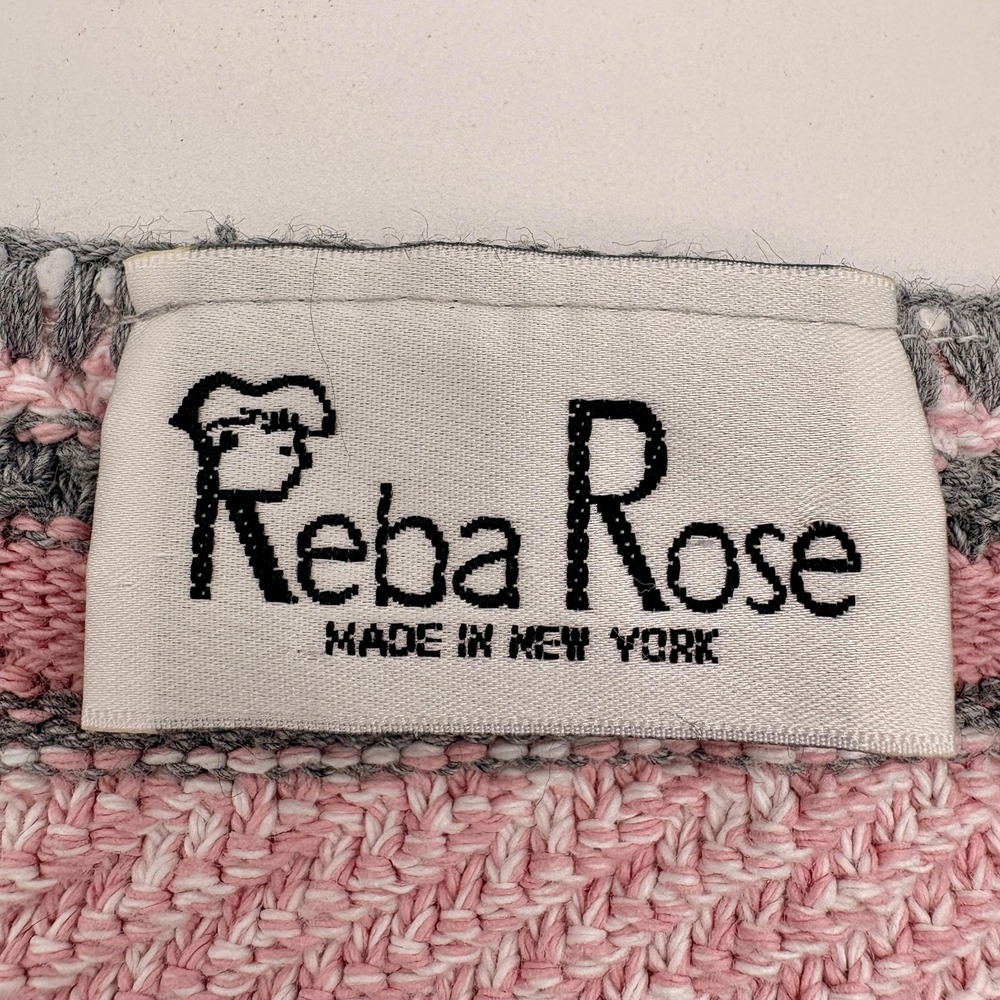 Reba Rose Sweater Vest Womens Size Unknown Pink Gray Striped Crewneck Knit USA - Picture 2 of 4